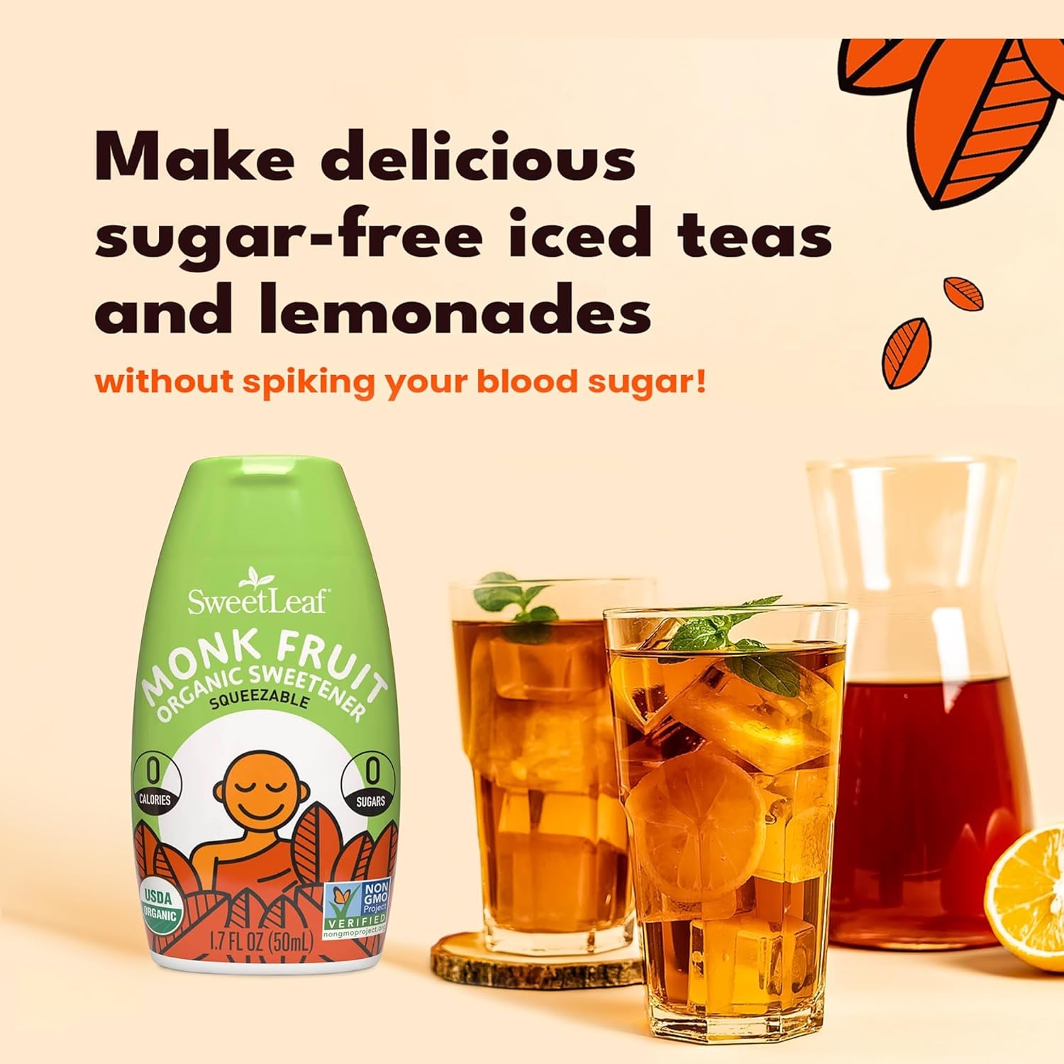 Unflavored Liquid Monk Fruit - Monk Fruit Liquid Sweetener Drops, Organic Monk Fruit Extract, Zero Calorie Sweetener, Sugar Free, Keto Friendly, Erythritol Free - 1.7 Fl Oz