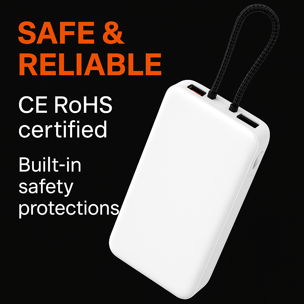 JTO 20,000 mAh Power Bank | Off-Grid Ready Portable Charger - WHITE