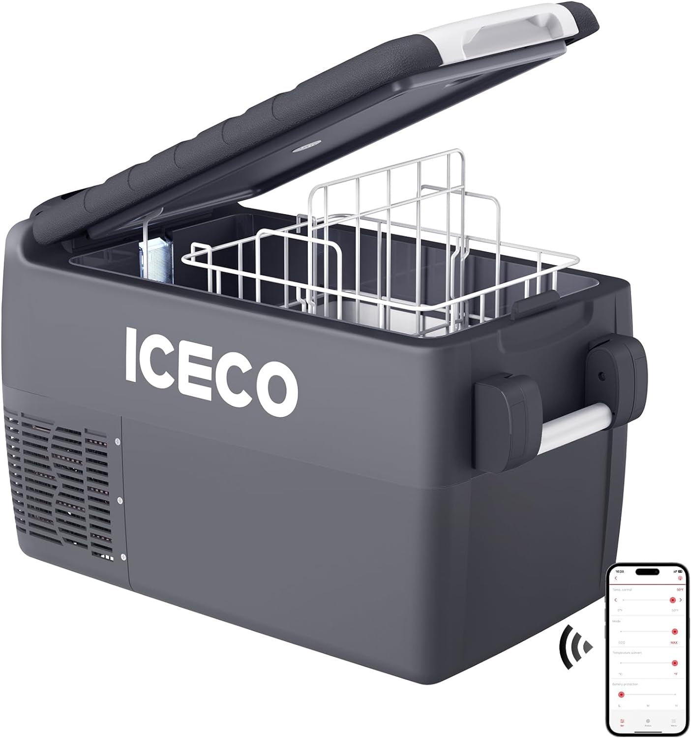 JP30 Portable Refrigerator Fridge Freezer, 30 Liters Car Refrigerator WIFI APP Control, 12V Cooler Refrigerator with SECOP Compressor, for Car & Home Use, 0℉ ~50℉,DC 12/24V, AC 110/240V