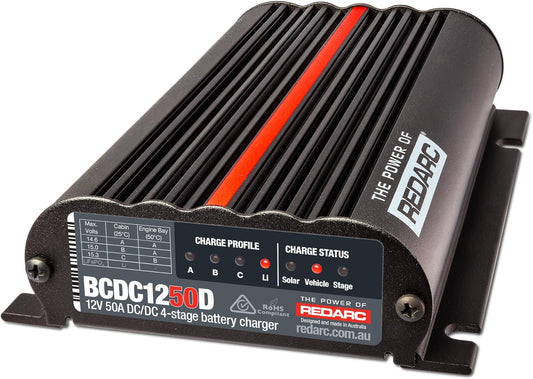 50A In-Vehicle DC to DC Charger with MPPT — Dual Input for Solar & Alternator Charging, Green Power Priority - 12 or 24V Battery Charger Suitable with AGM, GEL, Lithium Lifepo4 Batteries