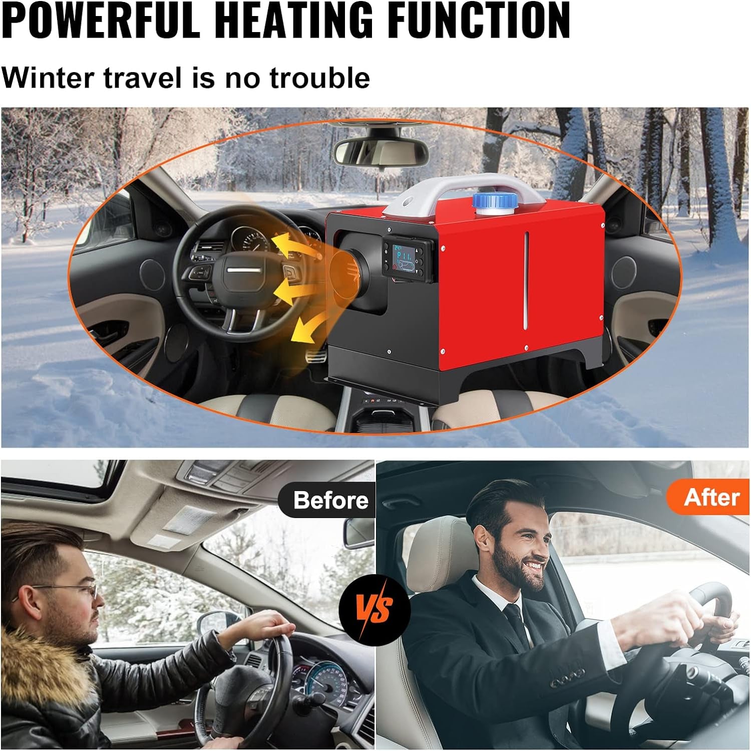 Diesel Air Heater, 5KW 12V Parking Heater, Mini Truck Heater, Single Outlet Hole, with Black LCD, Remote Control, Fast Heating Diesel Heater, for RV Truck, Boat, Bus, Car Trailer, Motorhomes
