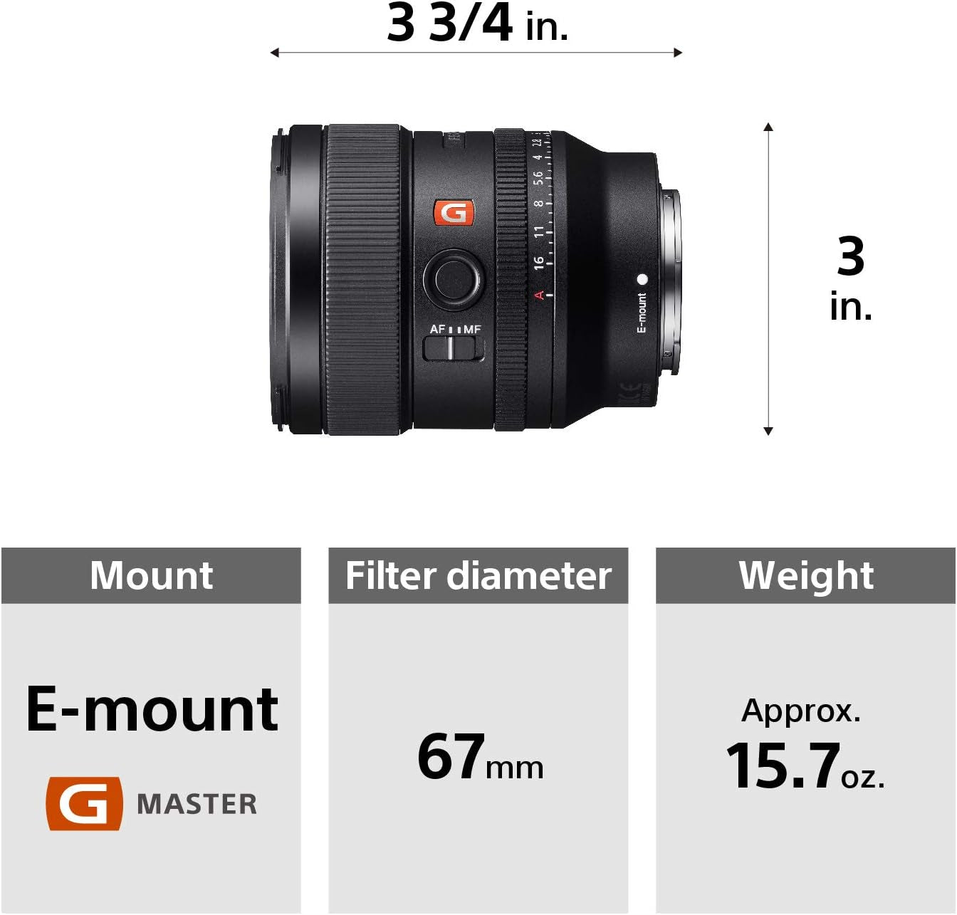 E-Mount FE 24Mm F1.4 GM Full Frame Wide-Angle Prime Lens (SEL24F14GM), Black