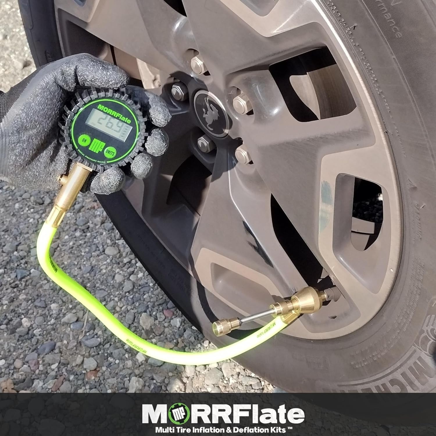 Single Tire Deflator | Rapid Air Deflator with 1-150 PSI Digital Gauge | Includes Purge Valve, 12 Inch Hose, and Rip Away Molle Panel Carrying Case