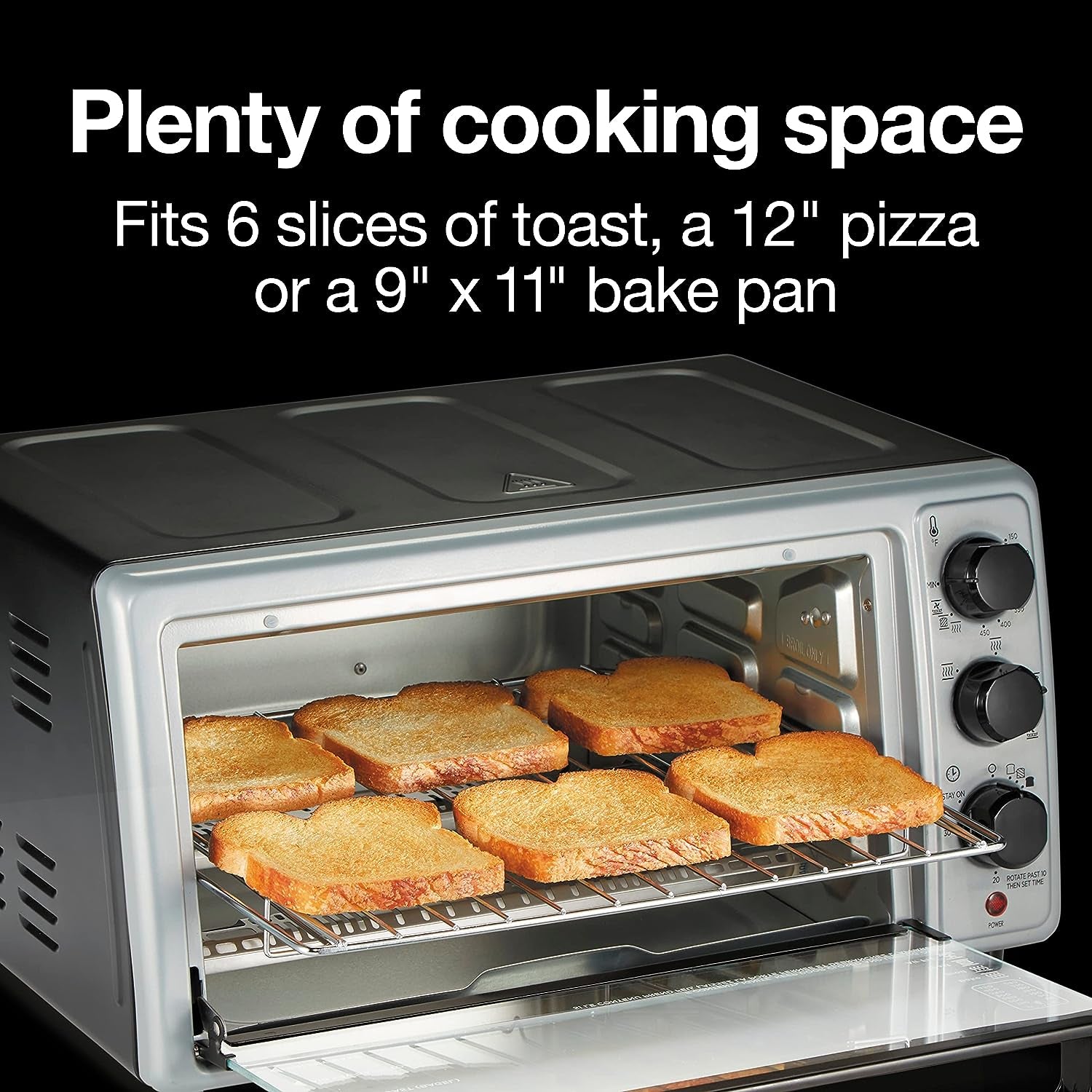 Simply-Crisp Toaster Oven Air Fryer Combo with 4 Functions Including Convection, Bake & Broil, Fits 6 Slices or 12” Pizza, Auto Shutoff, Black (31275)