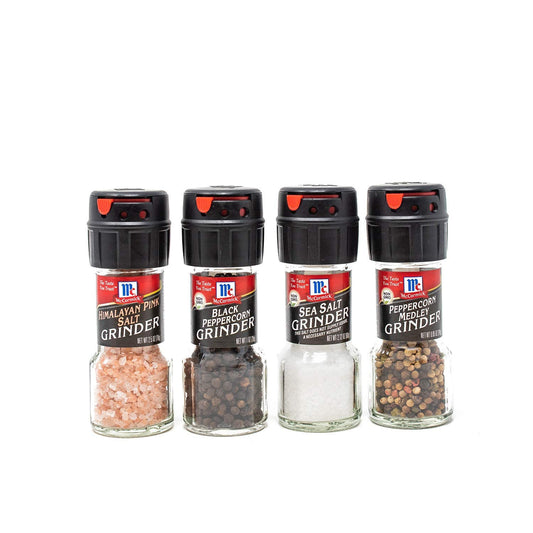 Salt & Pepper Grinder Variety Pack (Himalayan Pink Salt, Sea Salt, Black Peppercorn, Peppercorn Medley), 0.05 Lb