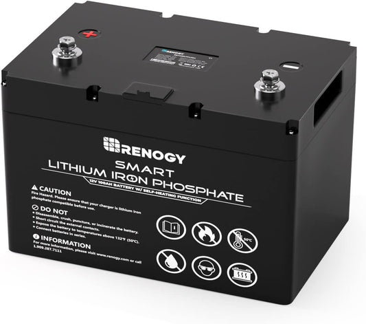 Smart Lithium-Iron Phosphate Battery 12V 100Ah W/Self-Heating Function,4000+Deep Cycles,Built-In BMS,FCC&UL Certificates,Backup Power Perfect for Rv,Solar,Marine,Off-Grid System