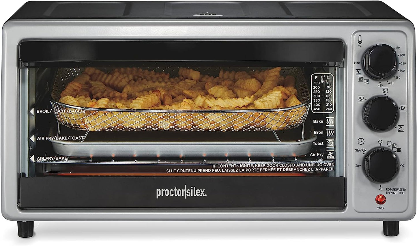 Simply-Crisp Toaster Oven Air Fryer Combo with 4 Functions Including Convection, Bake & Broil, Fits 6 Slices or 12” Pizza, Auto Shutoff, Black (31275)