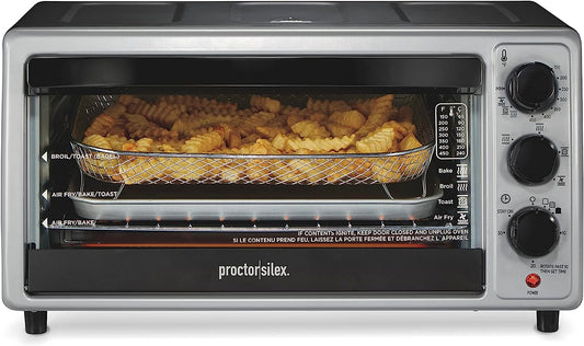 Simply-Crisp Toaster Oven Air Fryer Combo with 4 Functions Including Convection, Bake & Broil, Fits 6 Slices or 12” Pizza, Auto Shutoff, Black (31275)