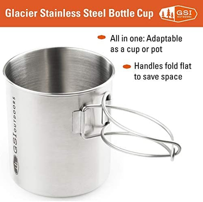 Glacier Stainless Steel Bottle Cup I Lightweight Cup or Pot for Travel, Camping and Backpacking - 24 Oz