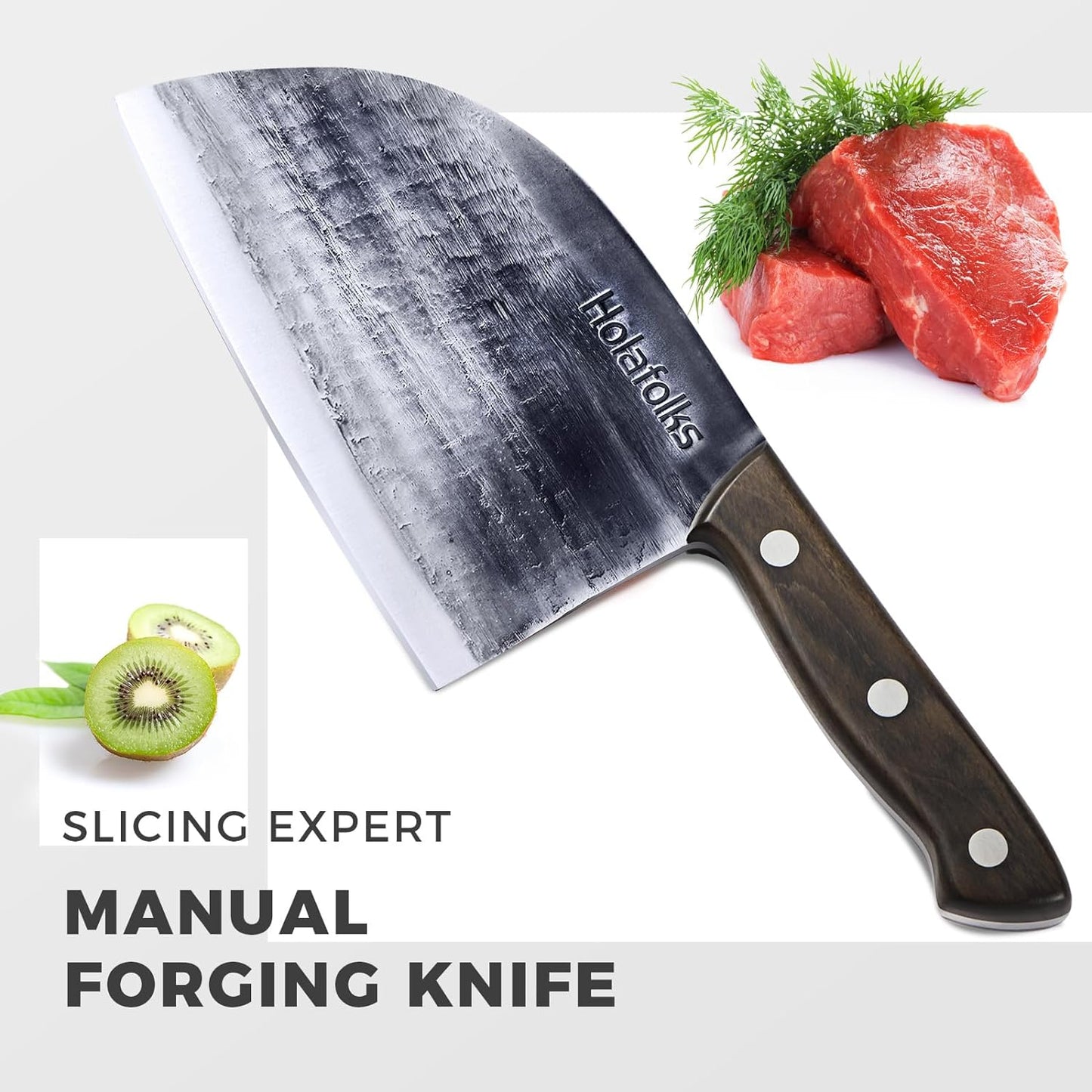 Serbian Chef Knife, Anti-Rust Oil Coating Kitchen Cooking Knife with Sheath, Dividing Knife Hand Forged High Carbon Steel Butcher Knife for Home Kitchen Restaurant Cooking Camping