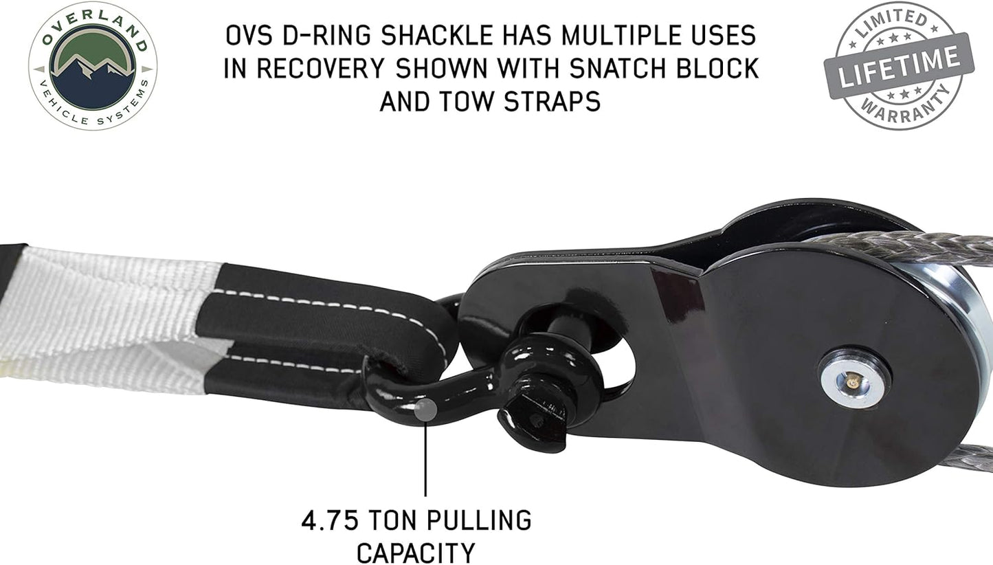 Recovery Shackle 3/4" 4.75 Ton Black - Sold in Pairs