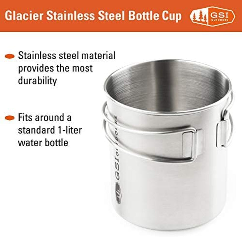 Glacier Stainless Steel Bottle Cup I Lightweight Cup or Pot for Travel, Camping and Backpacking - 24 Oz