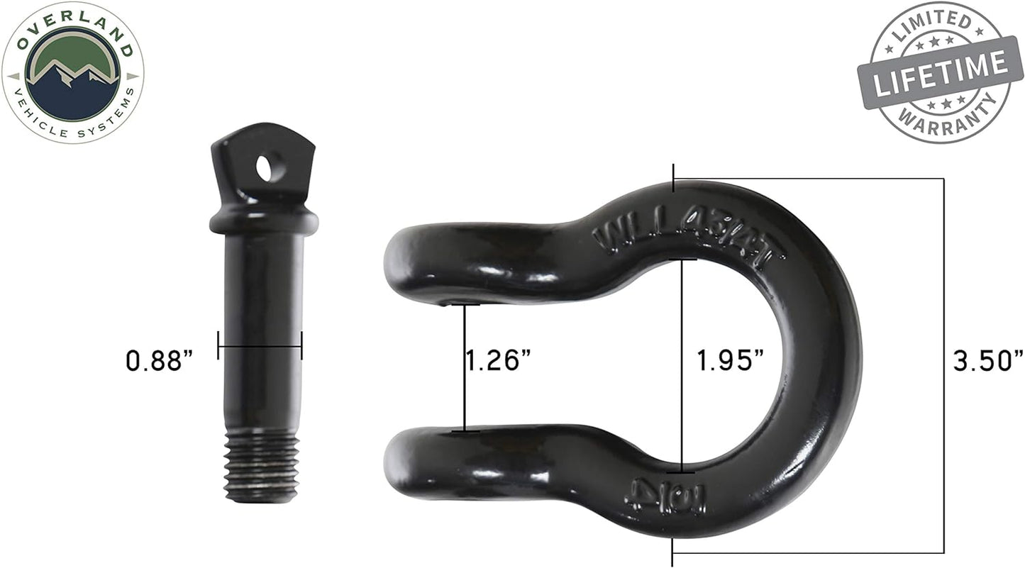 Recovery Shackle 3/4" 4.75 Ton Black - Sold in Pairs