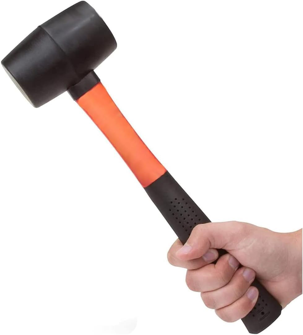 Rubber Mallet Hammer 16 Oz - Durable Eco-Friendly Rubber Hammer Head for Camping, Flooring, Tent Stakes, Woodworking, Soft Blow Tasks without Damage - Ergonomic Grip Handle