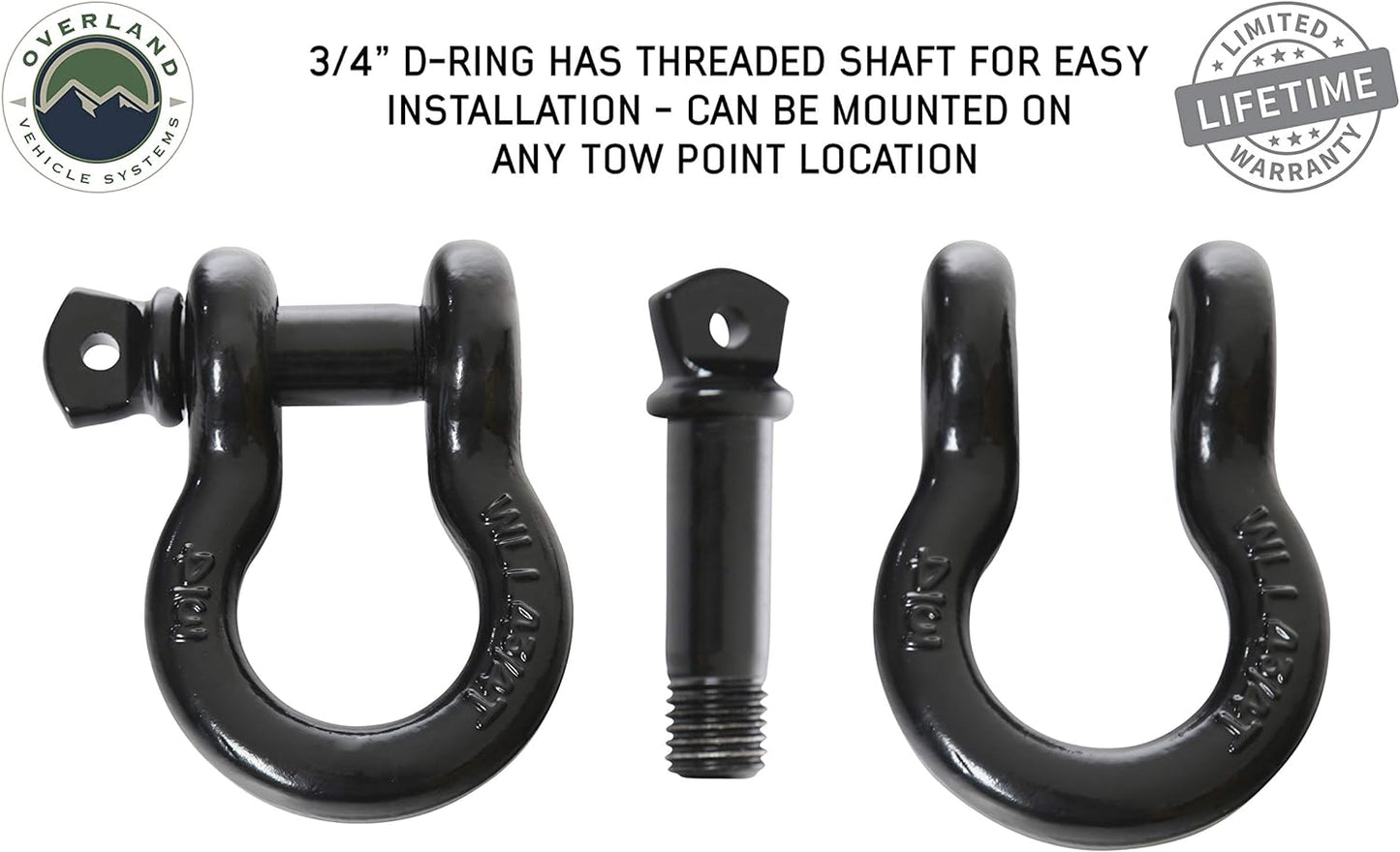 Recovery Shackle 3/4" 4.75 Ton Black - Sold in Pairs